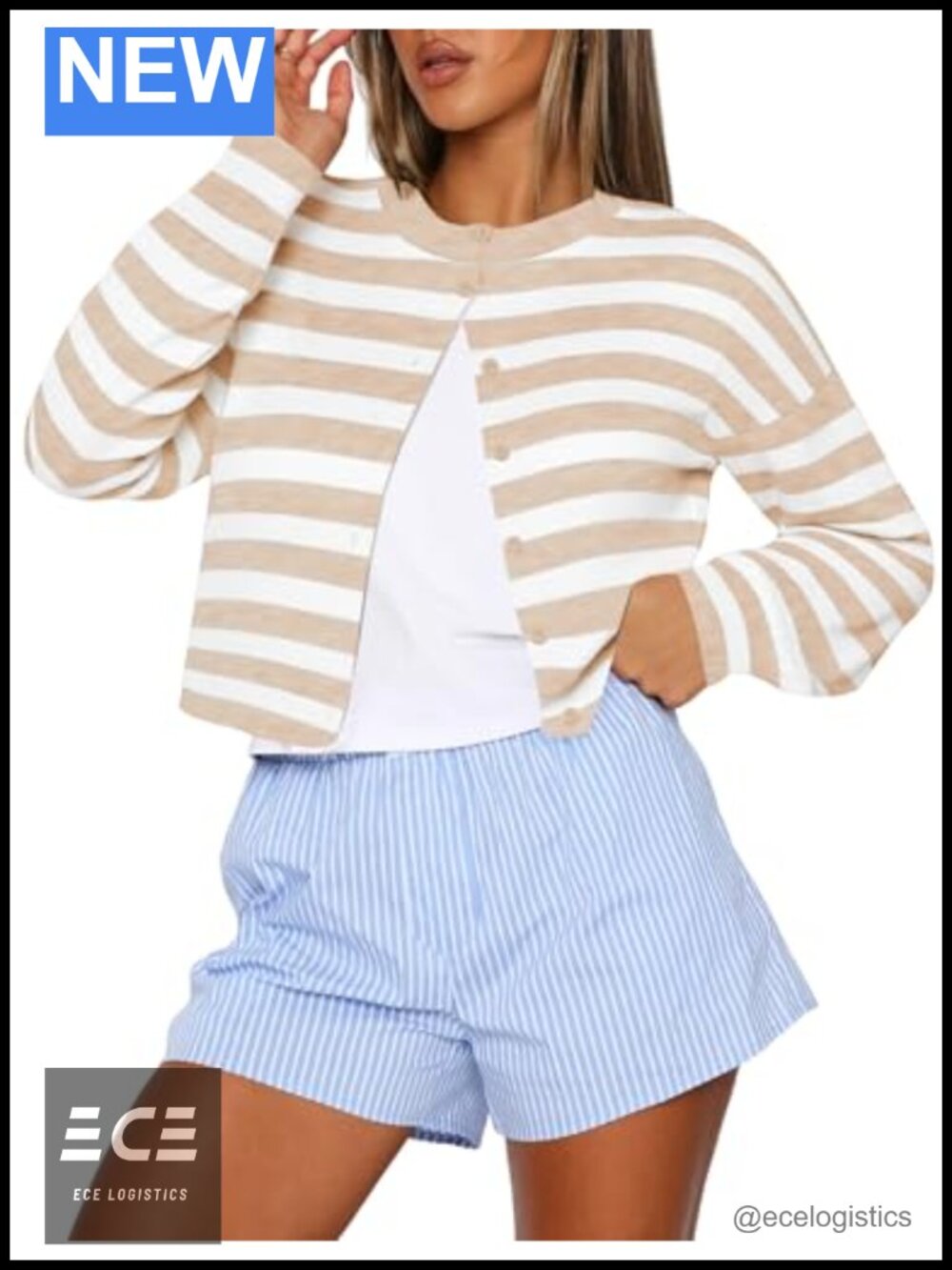 Womens Cropped Cardigan Sweater Crew Neck Long Sleeve Button Up Lightweight Knit